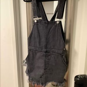 Free People black denim overall dress